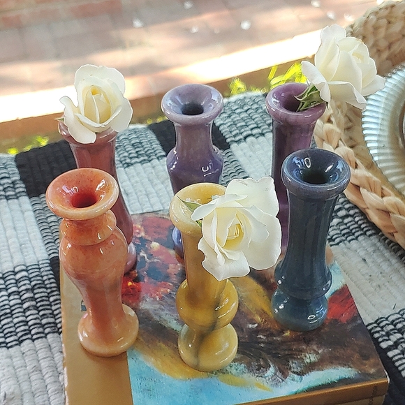 Set of 6 Rainbow Marble Bud Vases - Picture 2 of 4